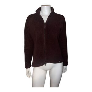 Columbia Womens Brown Full Zipped Faux Fur Teddy Fuzzy Jacket Large EUC